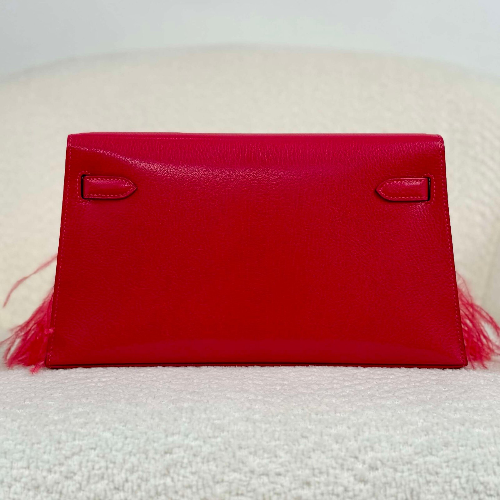 Hermès Rose Extreme Kelly Elan Folie Chamkila Ostrich Feathers Palladium Hardware