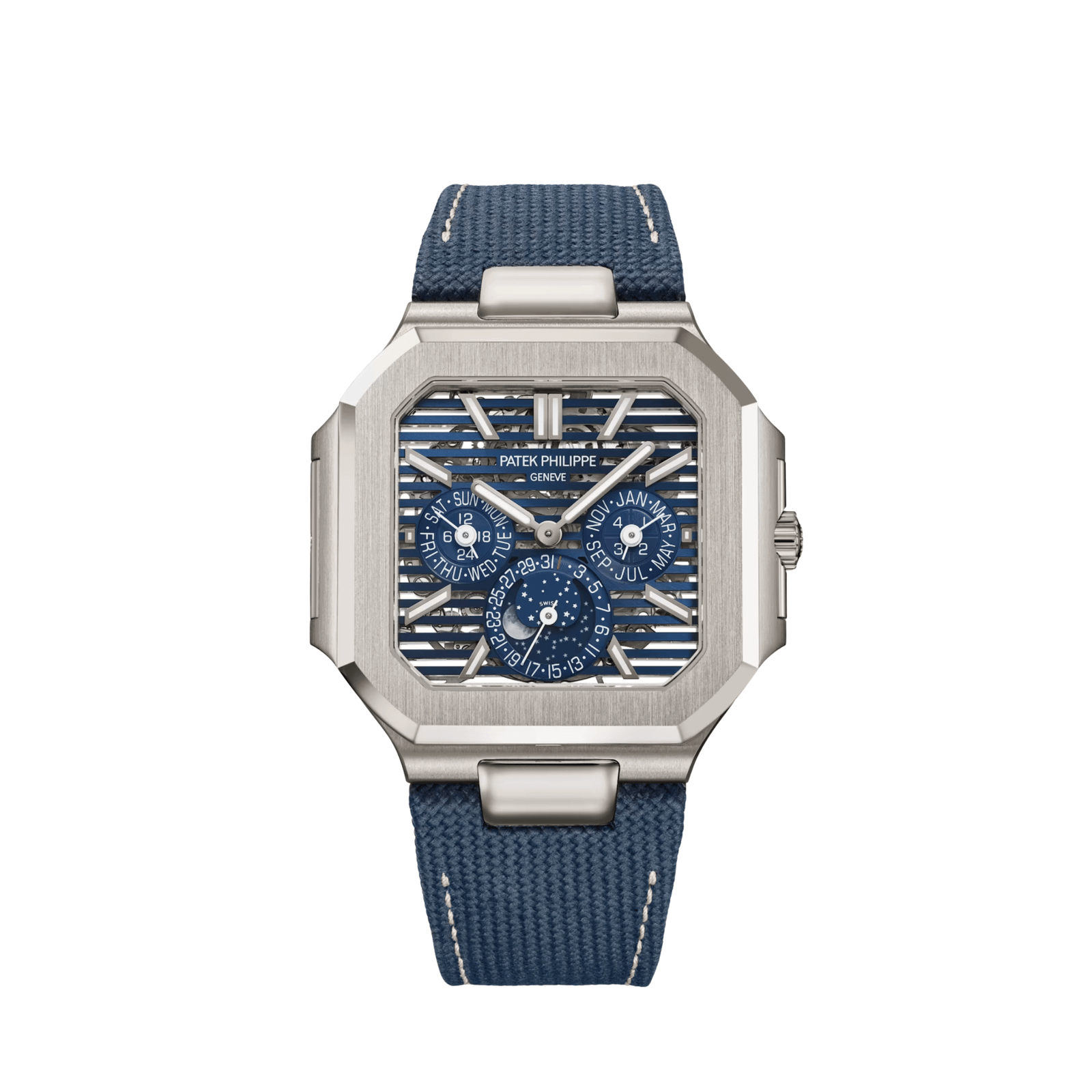 Patek Philippe Cubitus 5840P-001 Perpetual Calendar Moon Phases Platinum Blue Openworked Dial (2026)
